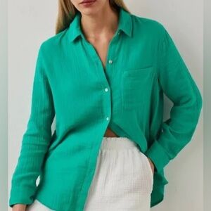 Rails Ellis Organic Cotton Gauze Shirt – Emerald, Size Small